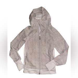 Lululemon Scuba Hoodie Dottie Eyelet White and dark brown
